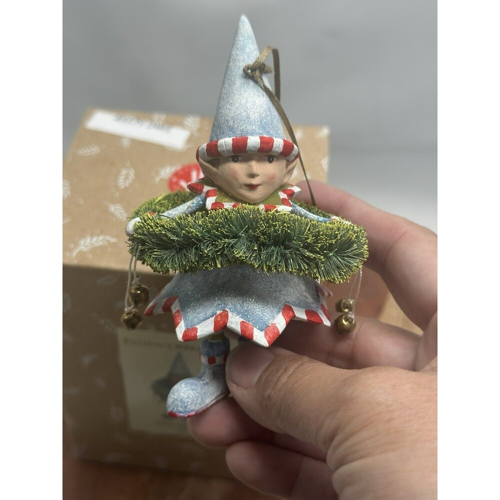 Mackenzie Childs Patience Brewster Dasher Wreath Elf Christmas Ornament NIB